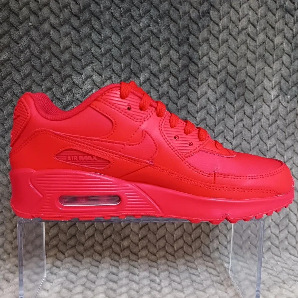 Nike Air Max 90 Leather GS University Red Sneakers Shoes Size 6Y Women's 7.5
